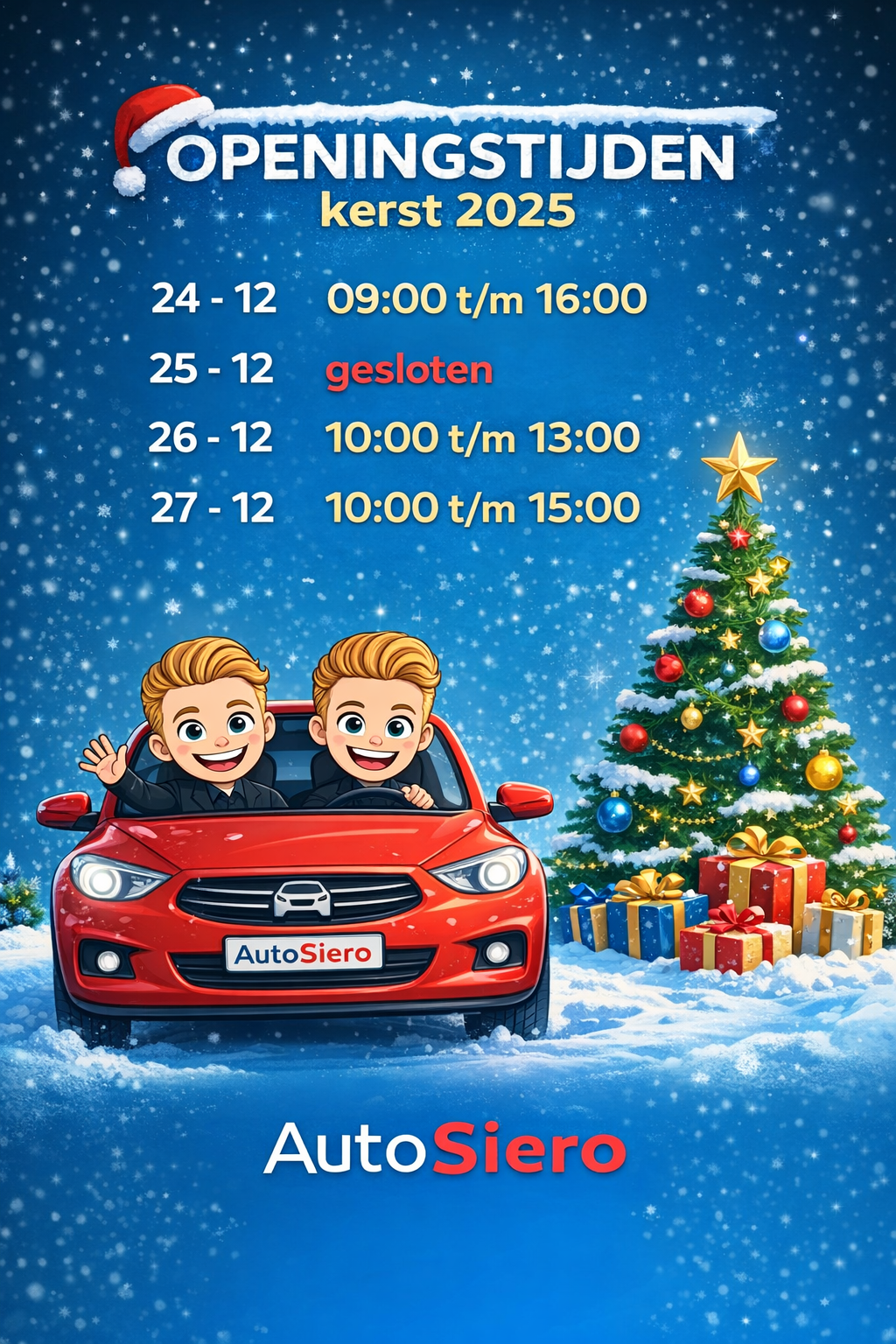 Aangepaste openingstijden feestdagen